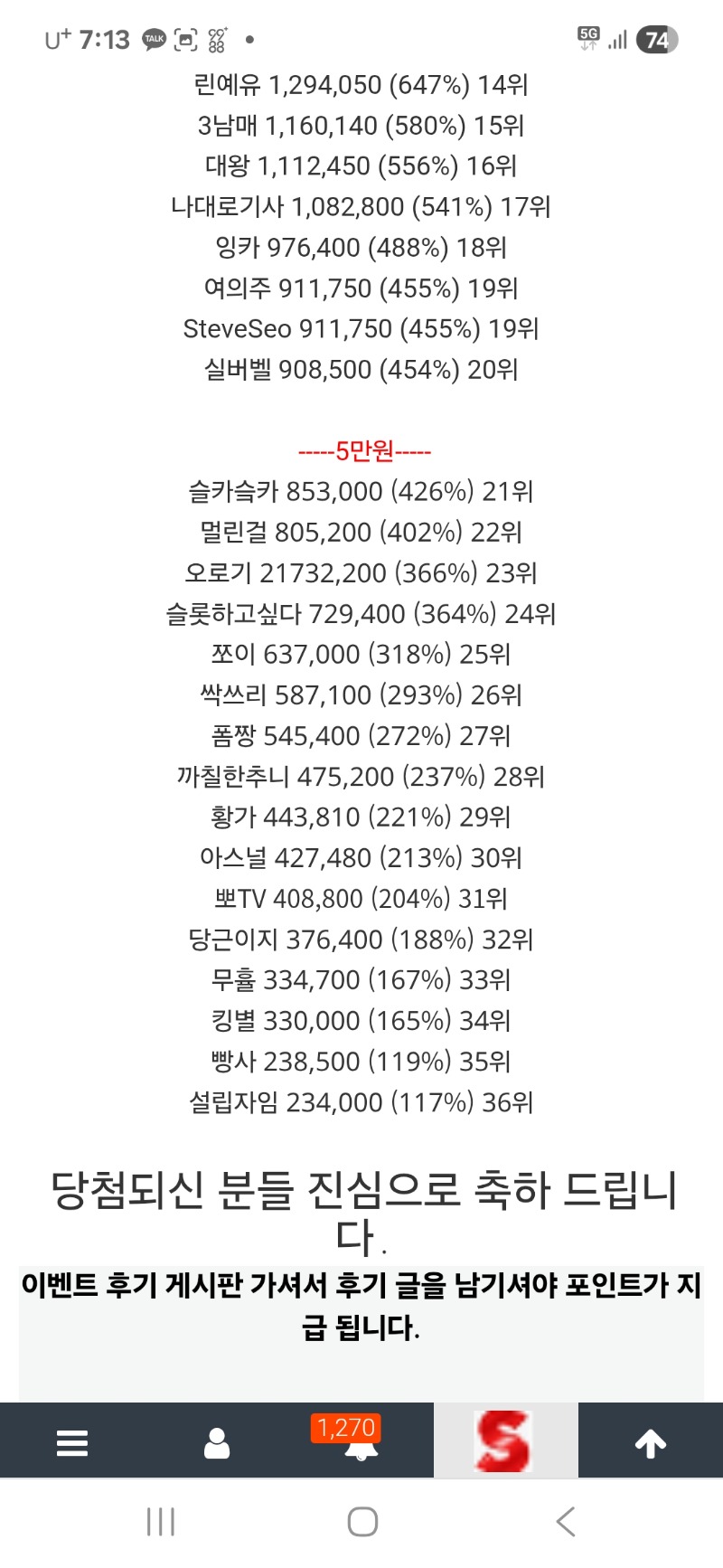 롤링왕 34위