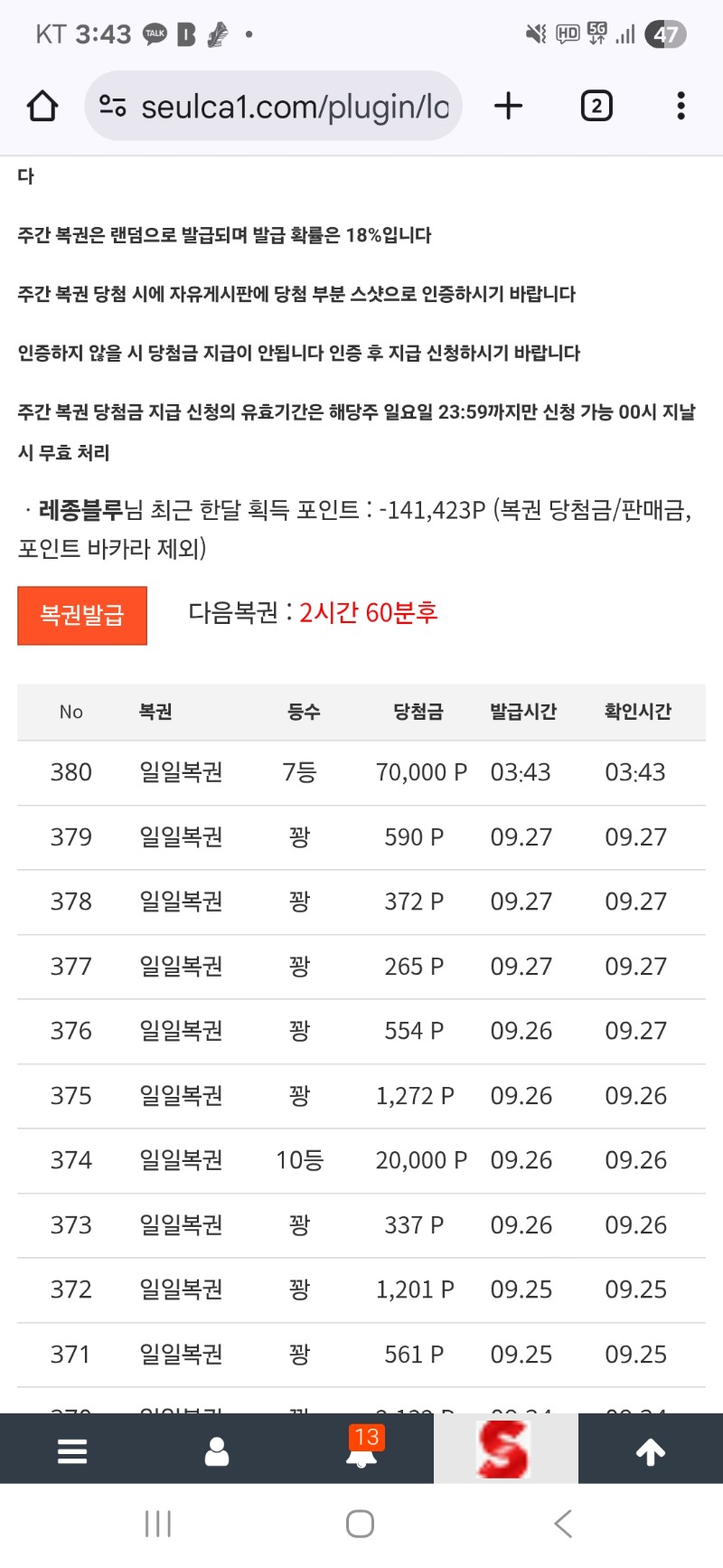 일복 7등~