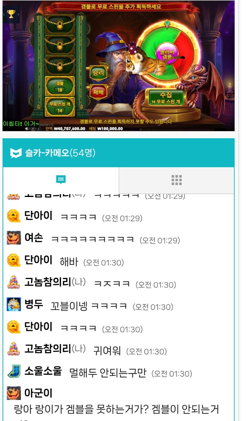 랑이멀린 꼬리로 겜블!ㅋ