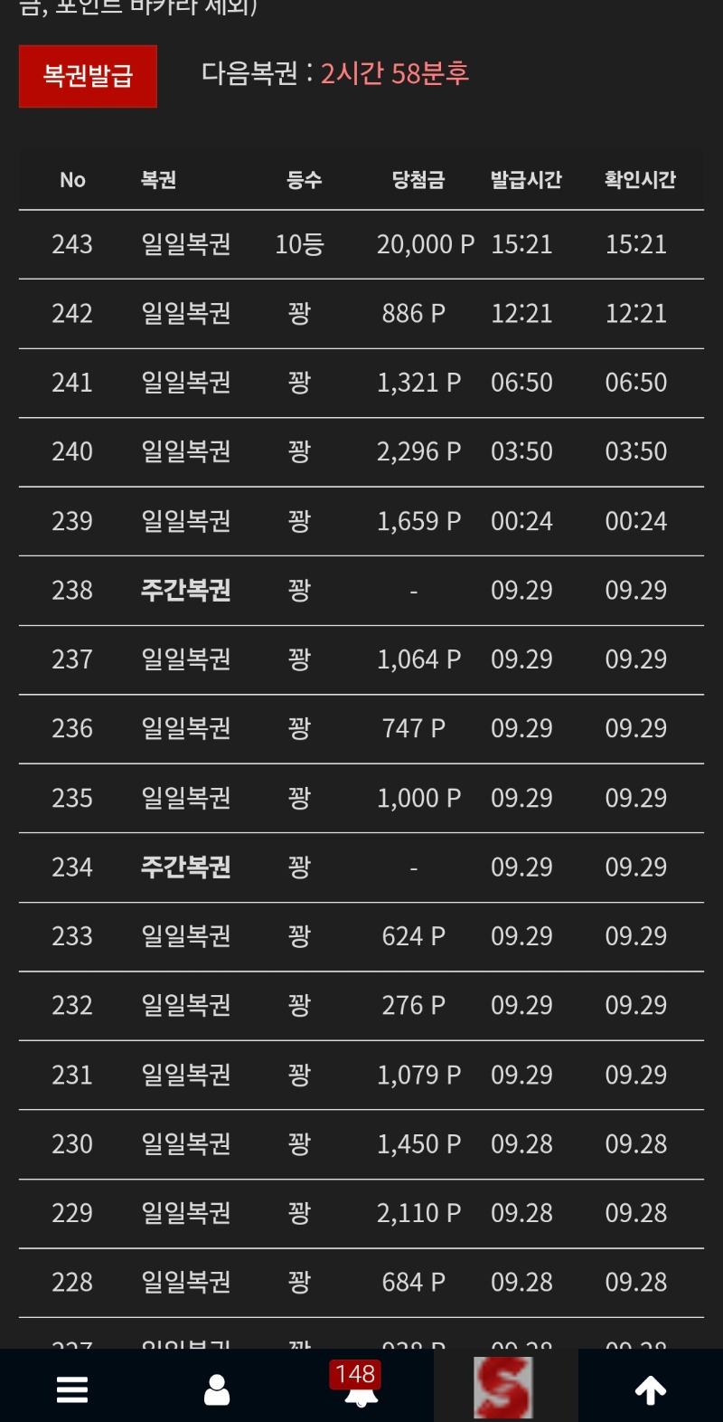 복권 60번 꽝 61 일복10등...