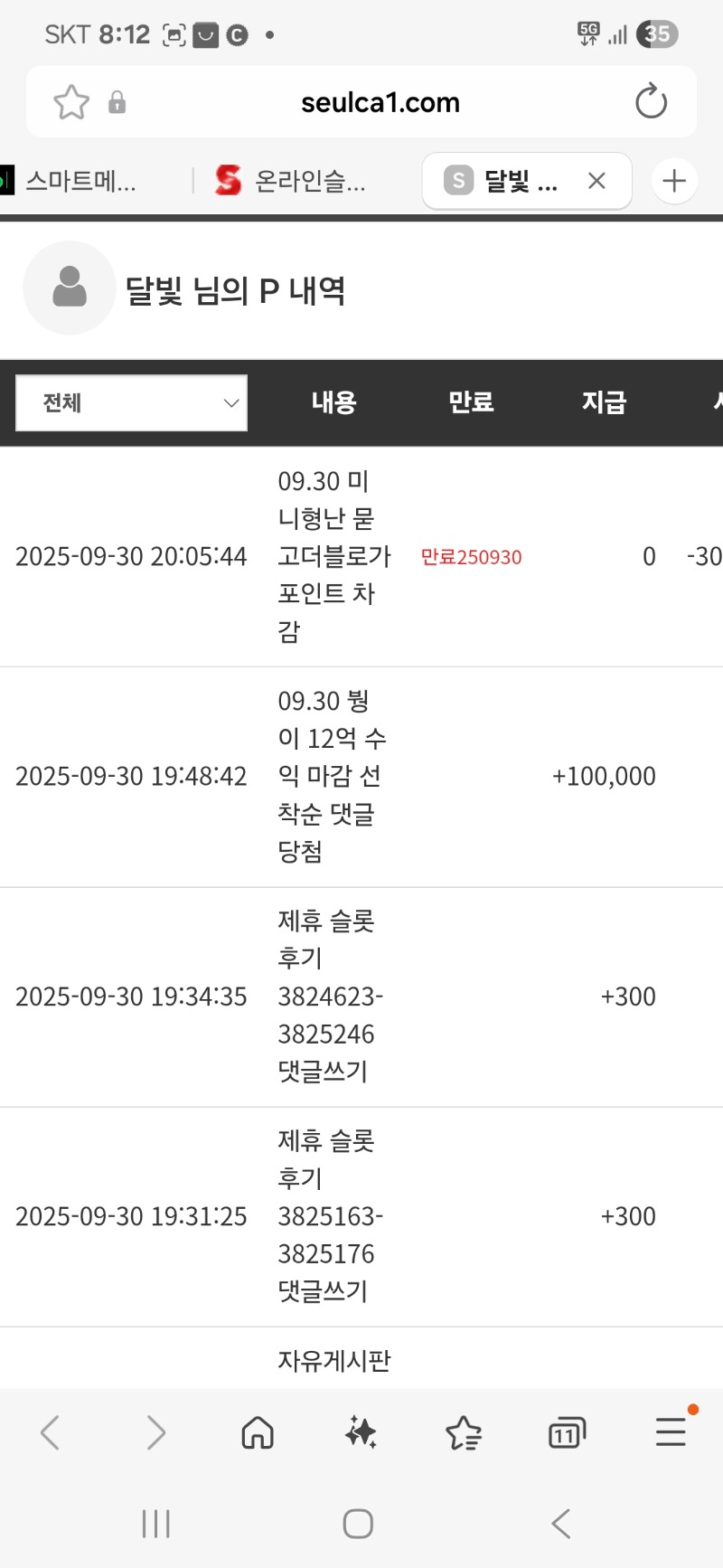 뷩이 수익 슬카포 감사