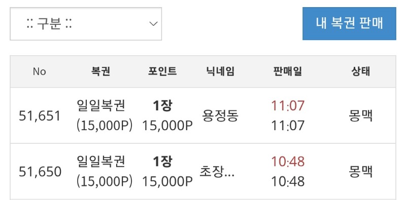 내복권과 구매복권2개의 꼴라보레이션~