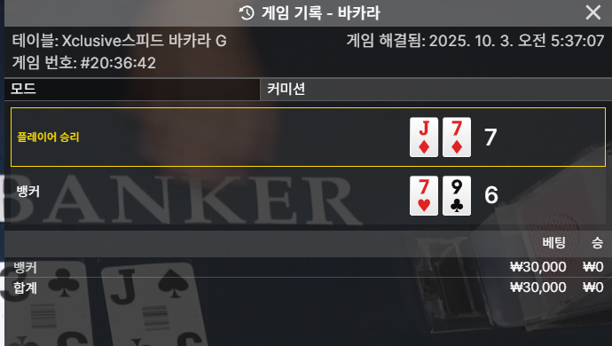 바카라 패 한끗차이패
