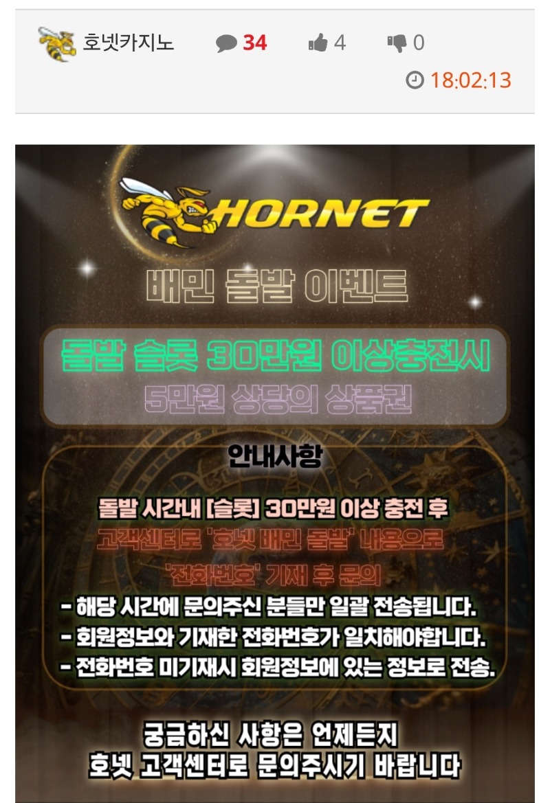 호넷 돌발~~~