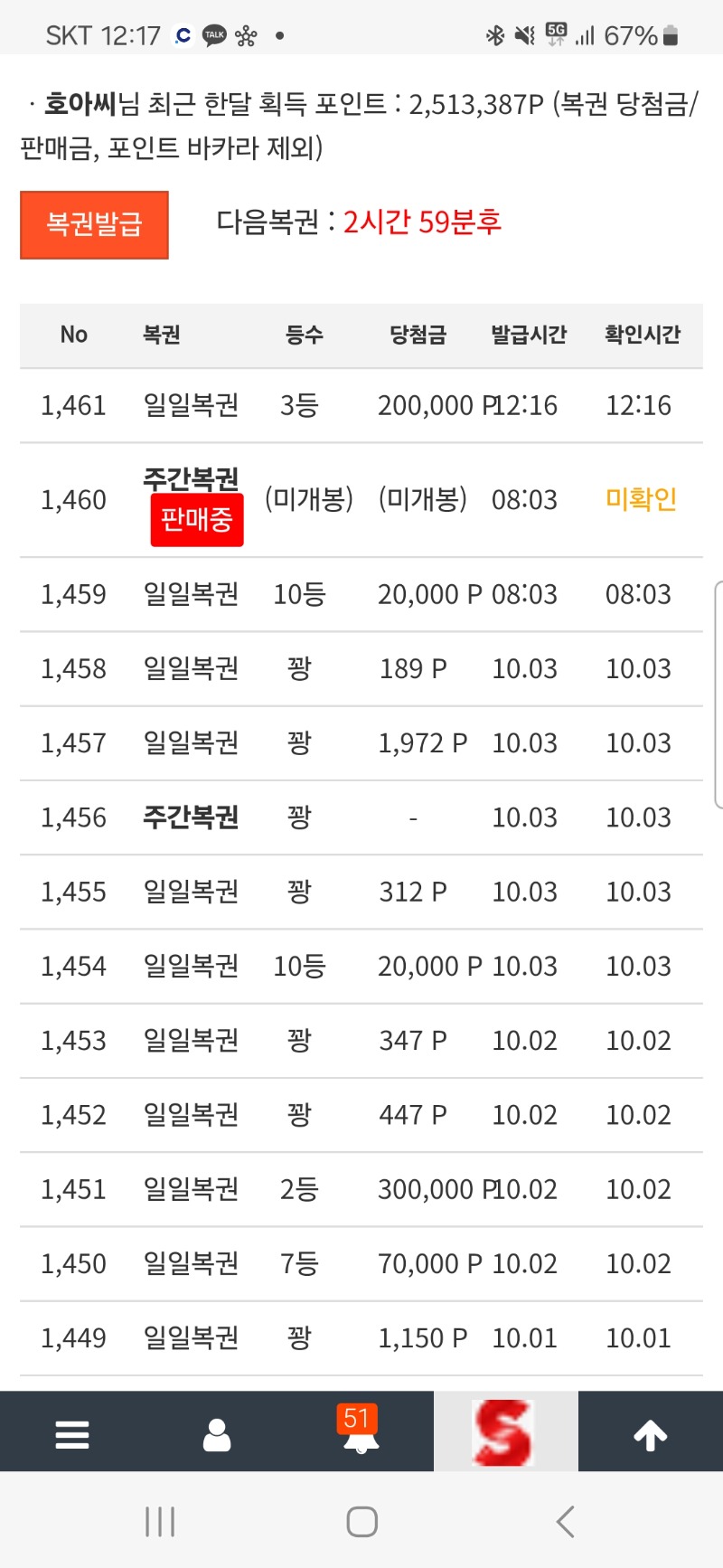 어제오늘 복권 잘되네요ㅎ