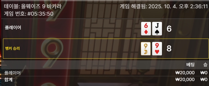 올9카라 1패
