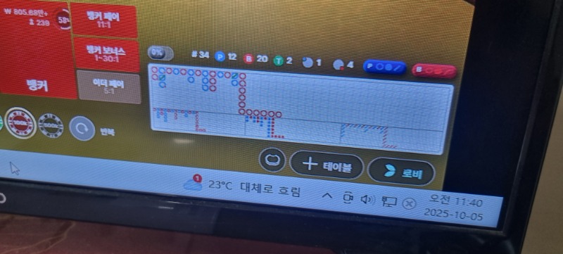 오늘 바카라 그림이 뱅강승 이네요