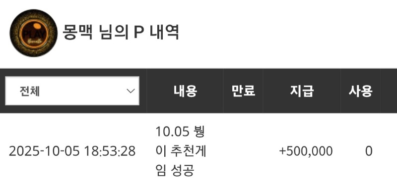 붱이 추겜 간만에 당첨 수익