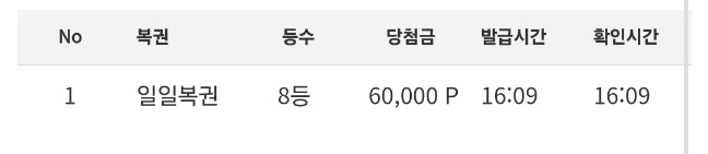 일복 8등당첨 !!