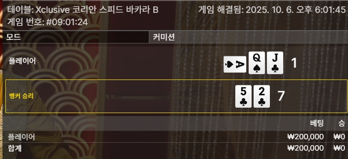 바카라 승부도 패배 -_-+