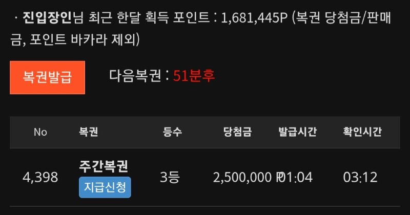 새벽부터 주복 3등 나이샷