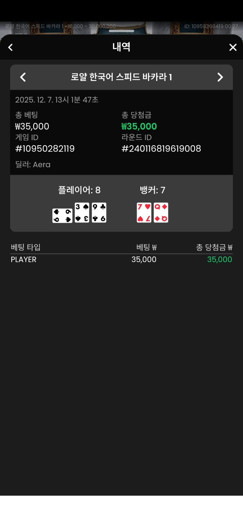 바카라 플레이어 승