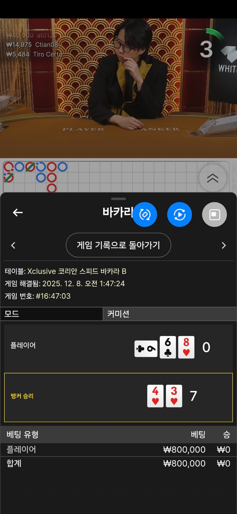 바카라 마틴벳 2패 ㅜㅜ