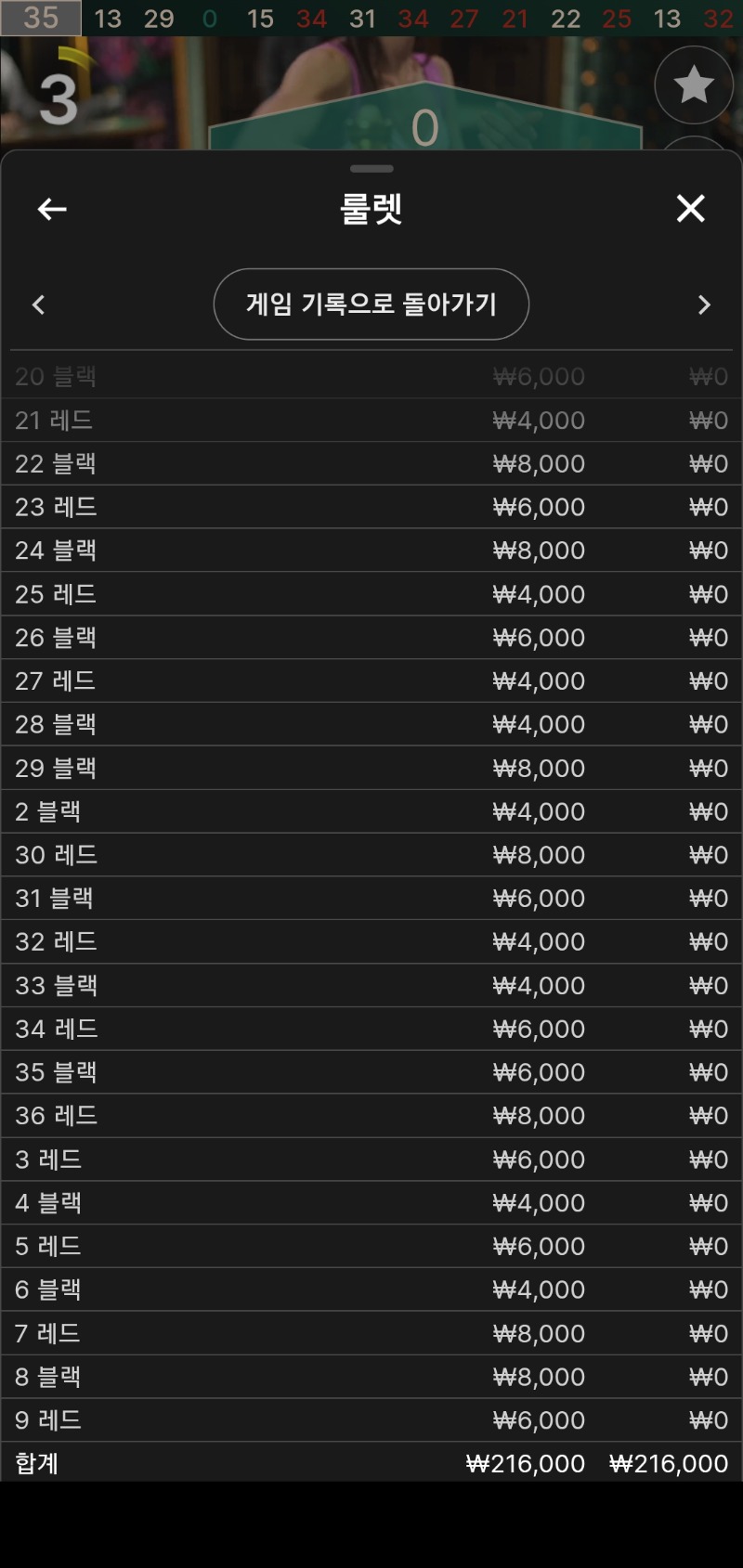 룰렛 한칸안옆으로가지ㅠㅠ