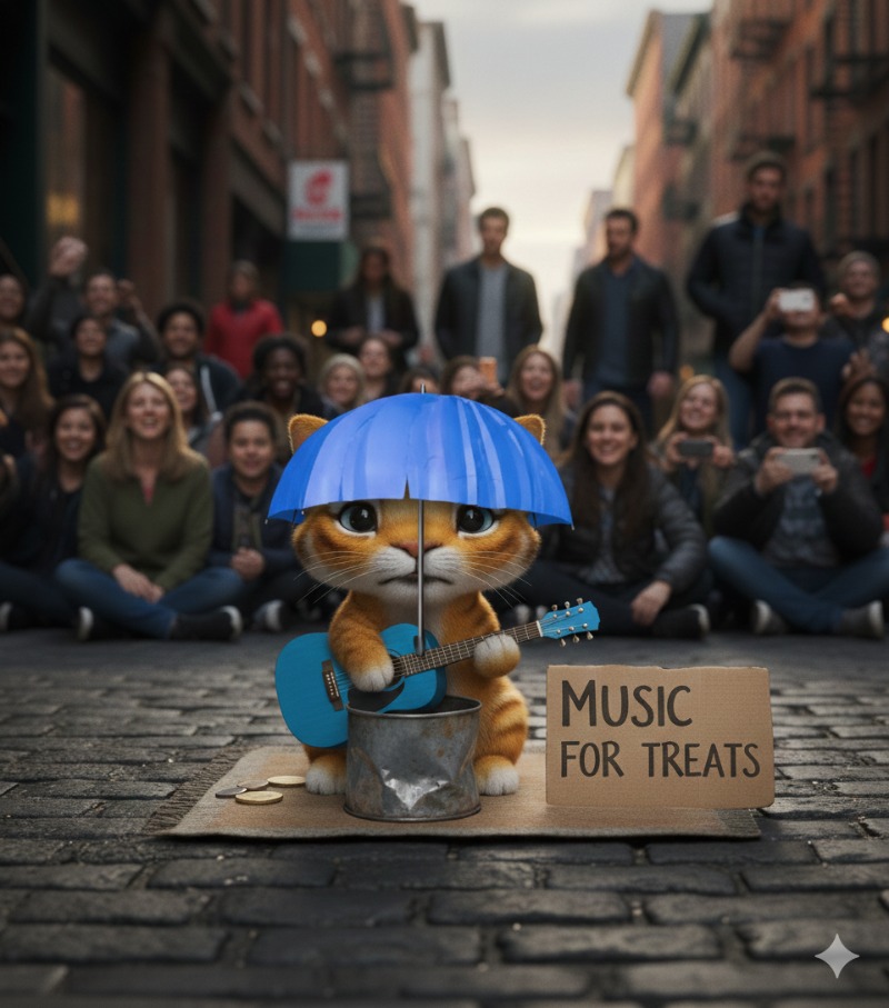 길거리 구걸중인 랑이