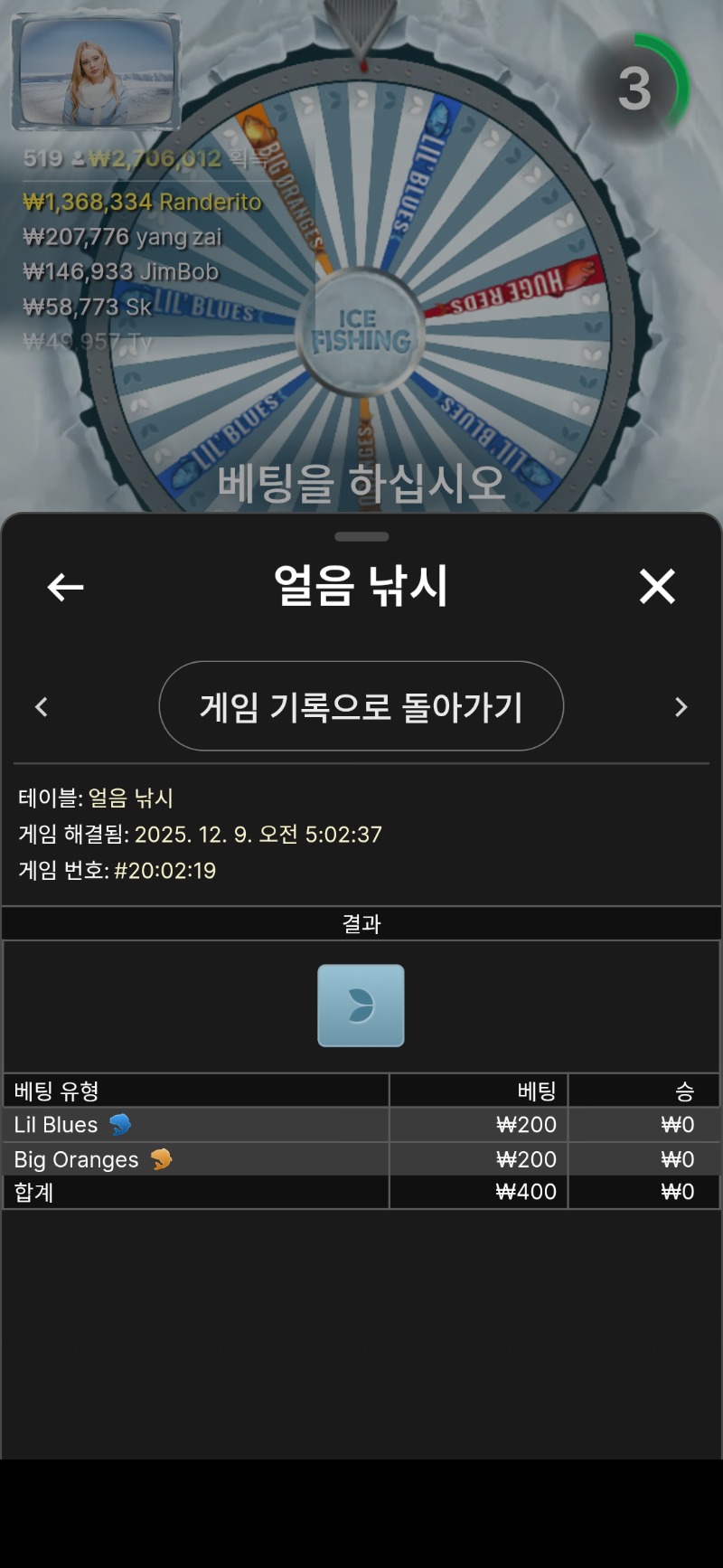 얼음낚시  죽고