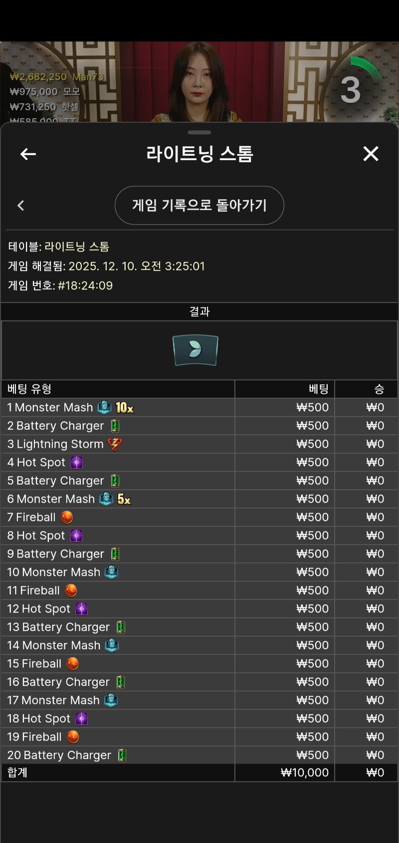 라이트닝 스톰 패배..