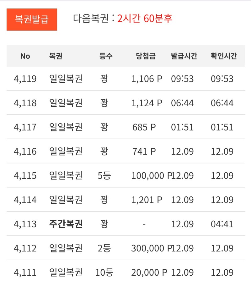 모닝 복권  꽝 ~~!!