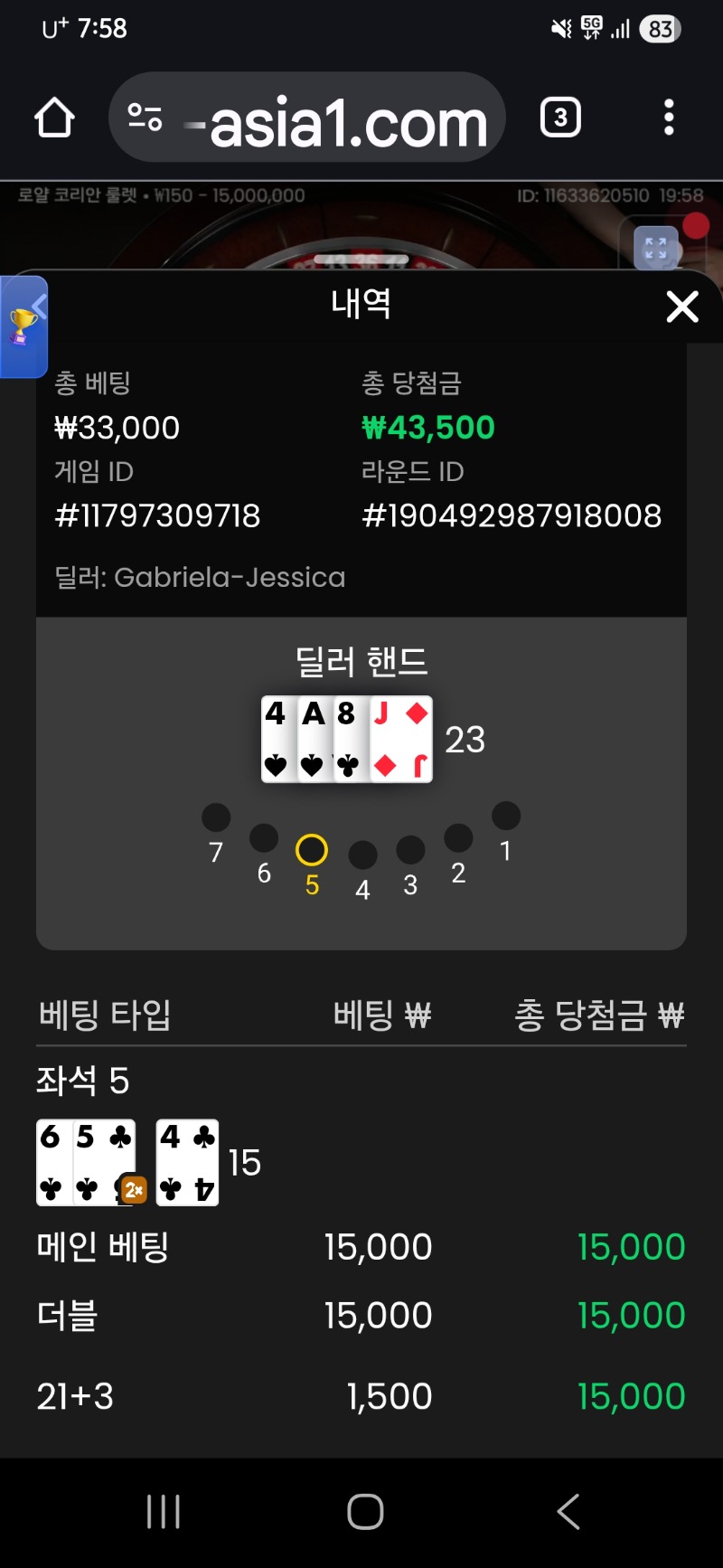 블랙잭  따브르  이김