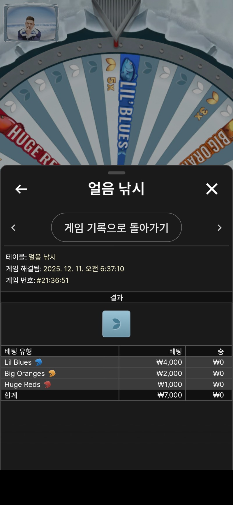 얼음낚시  졌다