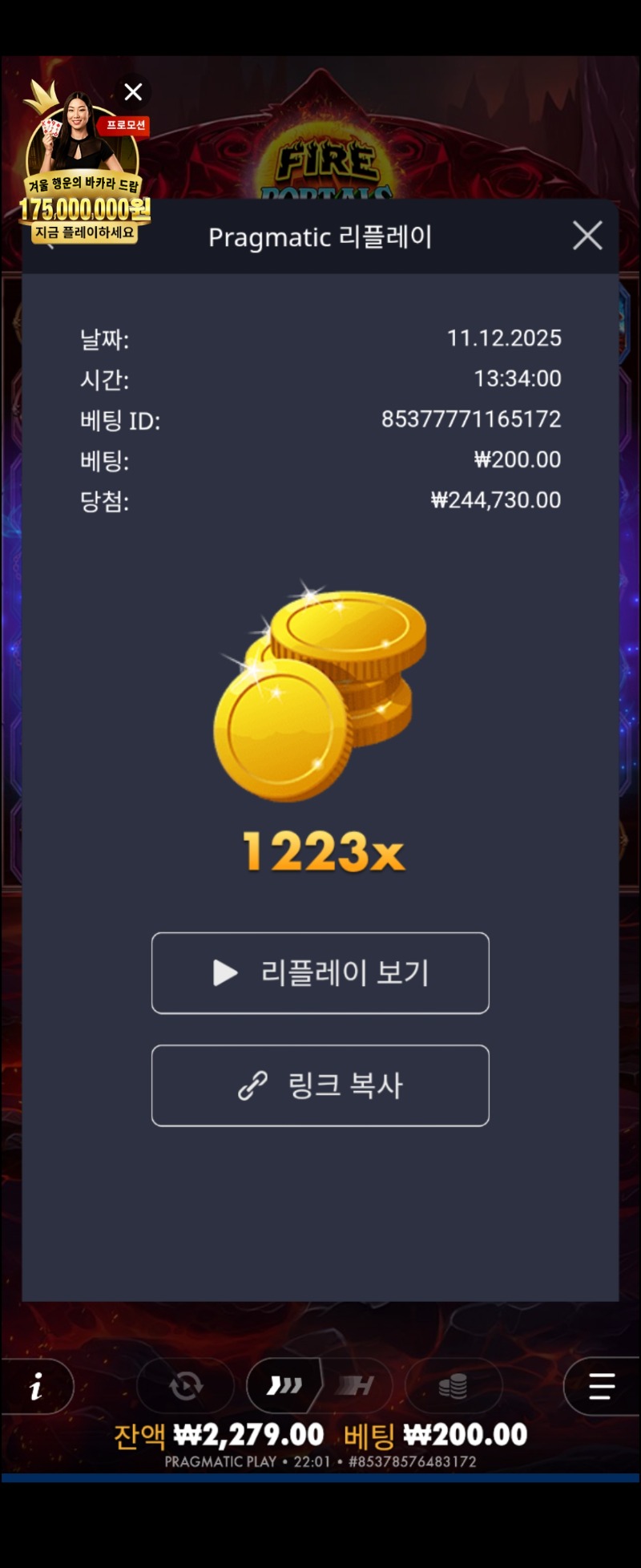 파이어포탈 1223배