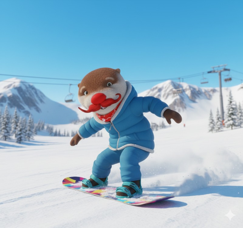 형제들 스키장에서 스키 보드 타자