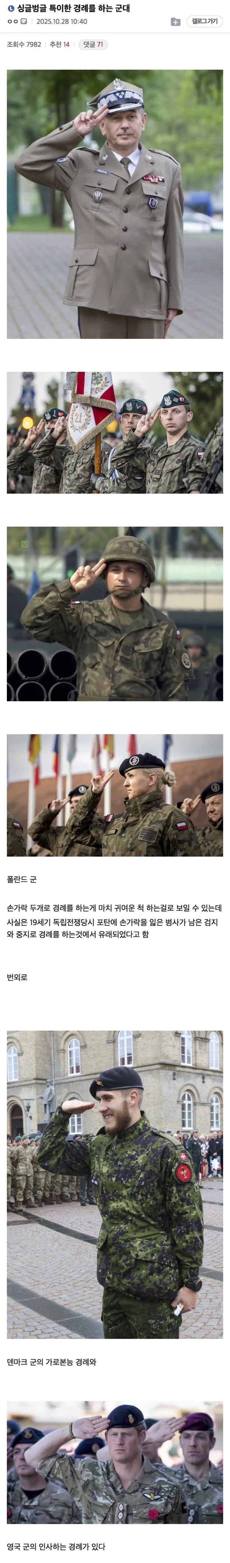 특이한 경례를 하는 나라들