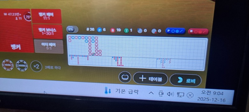 모닝 바카라 후기 대패 (오늘도 뱅줄에 미쳐네요)