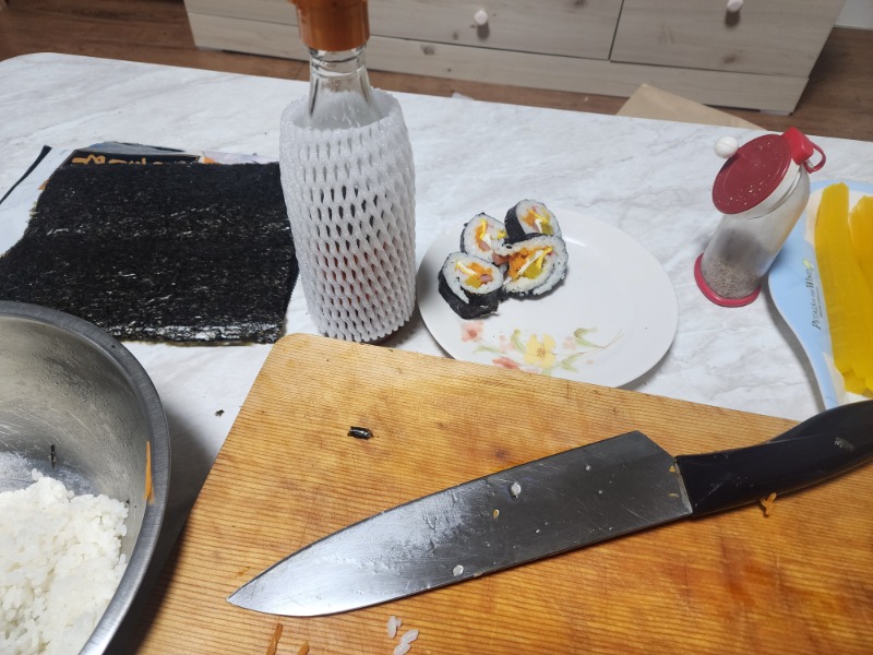 혼자 해먹은 김밥(옛날사진)