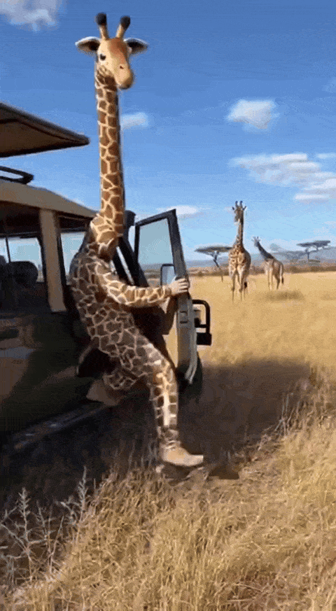 아프리카 야생 기린 몰카