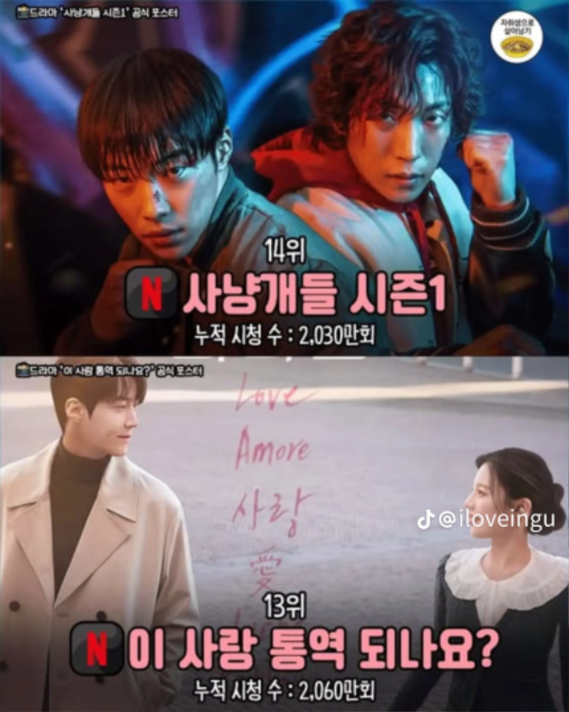 넷플릭스  한국드라마 역대순위!