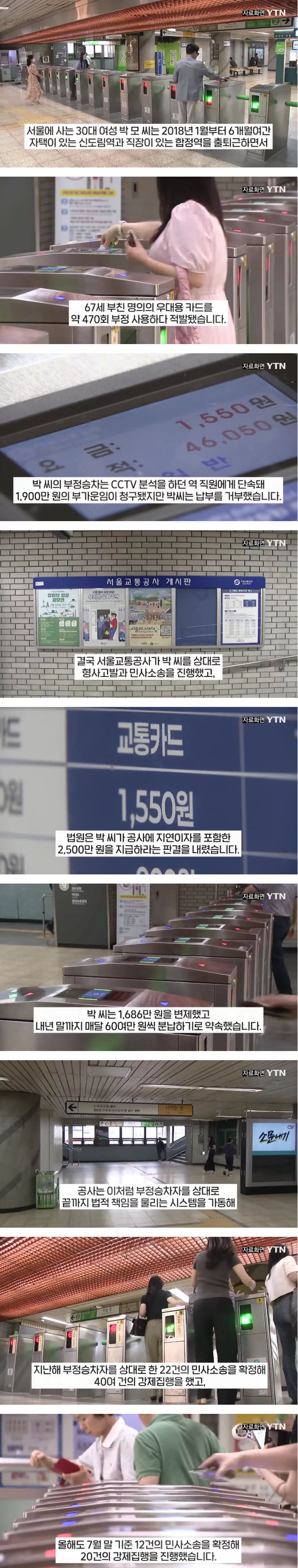 부정승차 벌금 1900만원 안 내고 버틴 30대 여성 부정승차 벌금 1900만원 안 내고 버틴 30대 여성
